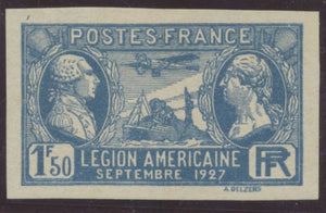 1927 France N°245a 1f50 Outremer Non dentelé. N* + certificat H3031