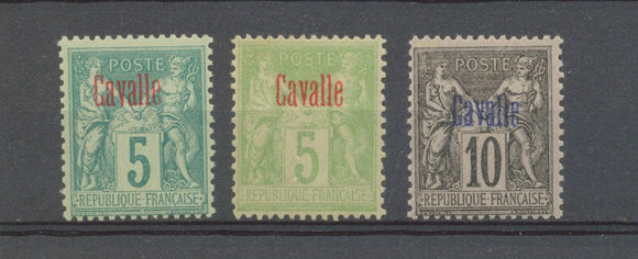 1893 Colonie Française CAVALLE N°1, 2 et 3. Neuf * TB. Cote 90€ H3052