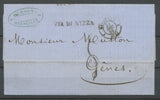 1859 Lettre Griffe VIA DI NIZZA CAD T15 A MARSEILLE A (12) Superbe H3105