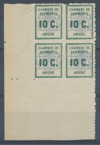 Timbre de Grève. Bloc de 4 N°1, 10c vert/outremer CDF NEUF LUXE** C. 140€ I1349