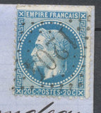 Lettre n°29B 20c. bleu obl GC 1204 Cozes Ind 4 K1007