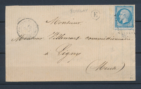 1867 Lettre N°22 GC1197 Cousances-aux-Forges + BR E Juvigny MEUSE (53) N1278