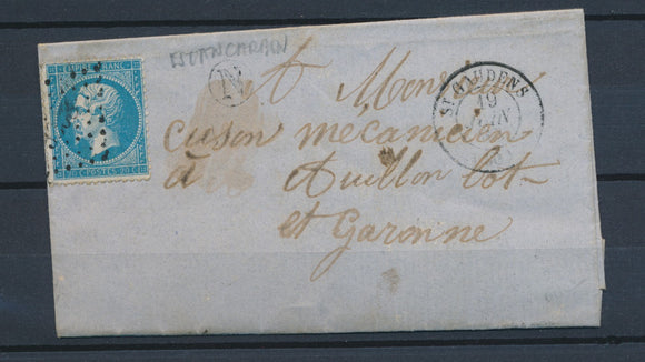 1865 Lettre N°22 Obl PCdesGC 3608 St GAUDENS + BR D HAUTE-GARONNE(30) N1306