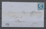 Lettre avec N°22, 20c. bleu Obl GC 918 + CAD Chateau-Gontier + OR TB. N1447