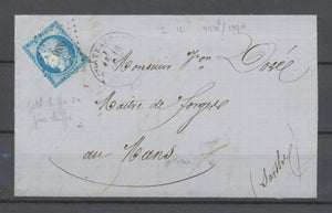 Lettre avec N°60A, 25c. bleu Obl PC du GC 930 + CAD Châteaudun TB. N1455