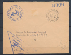 1967 Enveloppe en FM MARINE OFFICIEL 29 S LANVEOC POULMIC pr Toulon N1822