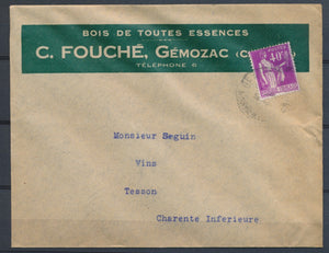 1936 Enveloppe illustrée BOIS DE TOUTES ESSENCES FOUCHE GEMOZAC N1923