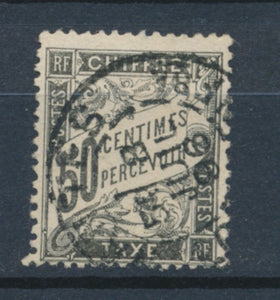 FRANCE TIMBRE TAXE N°20 50c Noir oblitéré Signé CALVES. B/TB N2067