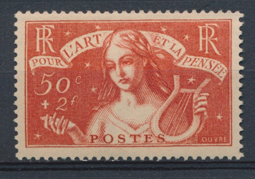 France N°308 50c+2f rouge-brique N** Cote 135 € signé Calves N2281