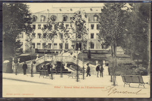 CP VITTEL vue animée du Grand hotel VOSGES N304
