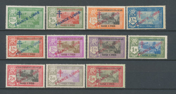 Colonies Françaises INDE N°160 à 170 Surch. France Libre N* C 62€ N3520