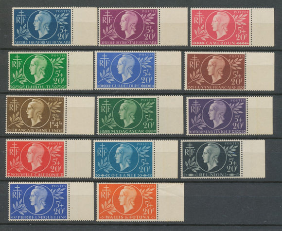 Colonies Françaises 14 timbres Entraide Française N** BDF C 42€ N3552