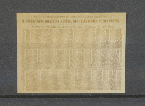 1870 Pigeongramme dépêche privée N°103 sur Papier photo. Superbe. N3583