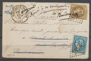 Du 4 Fév. 1871 + 30c Brun 20C bordeaux re expédié CAD BORDEAUX Assemblée N3590