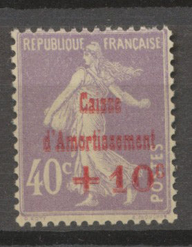 Caisse amortissement N°249 +10c.s. 40c. Violet-gris SURCHARGE DOUBLEE N** N3593