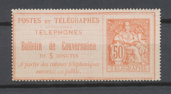 France Timbre téléphone N°9 50c Rose Neuf sans gomme. N3618