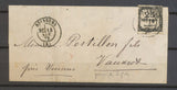 1872 Lettre Taxe N°5A 25c Typo PERCE en LIGNE CAD T17 SOISSONS. RARE N3624