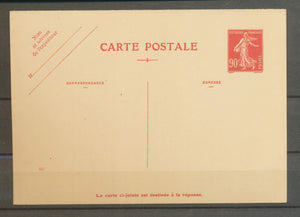 France Entier Postal semeuse 90c Rouge en CPRP, date 021. Neuf, superbe N3626