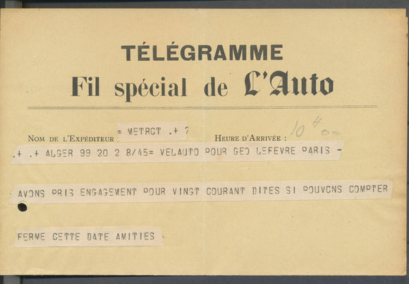 1945 TELEGRAMME 