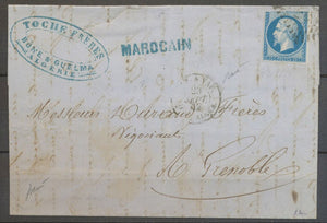 Lettre N14 CAD BAT-A-VAP ALGER + rare Griffe bleue Vapeur MAROCAIN N3 Au phil du timbre Lettre N14 CAD BAT-A-VAP ALGER + rare Griffe bleue Vapeur MAROCAIN N3 Au phil du timbre