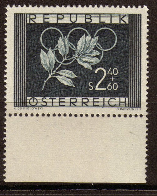 Autriche 1952 N°808 2s40 + 60g Bleu noir N**. P115