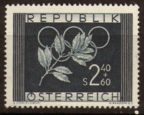 Autriche 1952 N°808 2s40 + 60g Bleu noir N**. P116