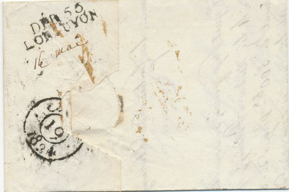 LETTRE 1834 de VASSY DEBOURSES de LONGUYON (55) 32x8mm Ind 14 P1689
