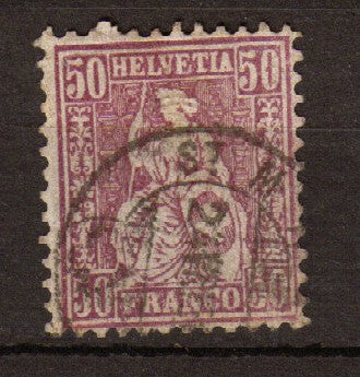 SUISSE 1867-78 N°48 50c lilas. C 45€. P178