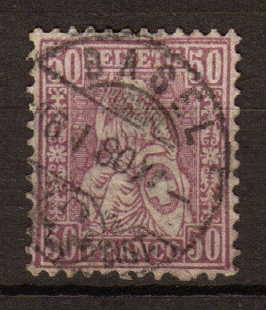 SUISSE 1867-78 N°48 50c lilas. C 45€. P181