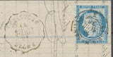 1876 Lettre N°60C, 25c. bleu Obl Convoyeur-Station Epinouze Ind.20 RARE. P1898