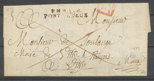 Lettre en Port Payé avec Marque P.N°.1.P PONT DE VAUX 39x8mn noir Ind.12. P1904