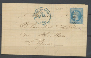 1870 CONVOYEUR STATION ETANG-S-ARROUX en bleu ind 17 SUPERBE P1929