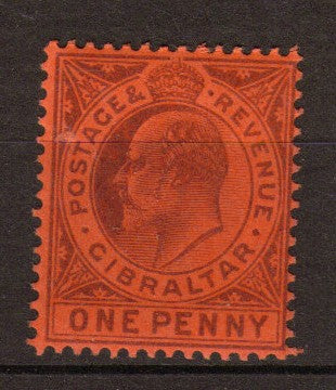 Angleterre GIBRALTAR N°38 1p violet rouge. N** P218