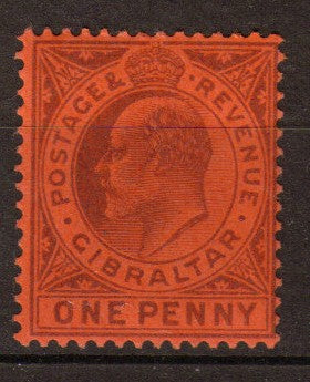 Angleterre GIBRALTAR N°38 1p violet rouge. N** P220