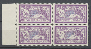 1925-26 Merson 3f violet et bleu en bloc de 4 TBC. Neuf Luxe ** P2287