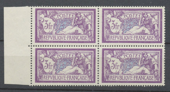 1925-26 Merson 3f violet et bleu en bloc de 4 TBC. Neuf Luxe ** P2287