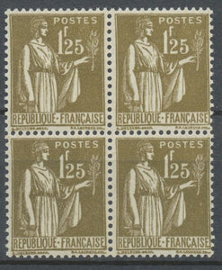 1932-33 France PAIX N°288 1f25 en bloc de 4 Neuf luxe ** P2300