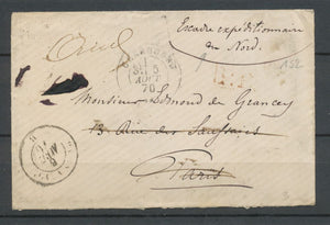 5/08/1870 Enveloppe En franchise ESCADRE EXPEDITIONNAIRE DU NORD RARE P2330