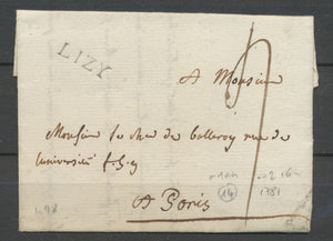 1781 Lettre Marque 73 LISY Seine et marne Pour Paris Superbe. P2425