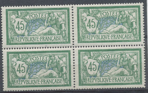 FRANCE Merson Bloc de 4 N°143 45c vert et bleu N** TB Cote 480€ P2501