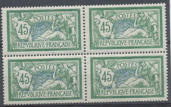 FRANCE Merson Bloc de 4 N°143 45c vert et bleu N** TB Cote 480€ P2501