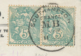 CP avec paire N°111 Blanc Obl SOUTHAMPTON/FRANCE MB P2574