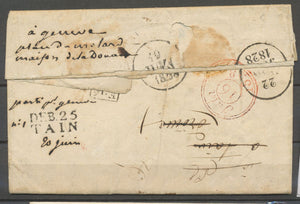 1828 Lettre marque linéaire DEBOURSE DEB.25 TAIN DROME(25) Superbe. P2710