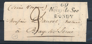 1837 Lettre cursive double 60/Noisy-le-sec/BONDY SEINE et PARIS(60) P2729