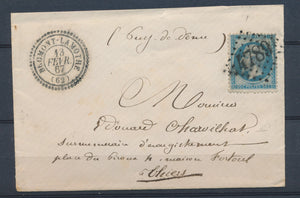 1867 env. N°29 Obl. GC4789 CAD T22 BROMONT-LA-MOTHE PUY DE DOME(62) P2736