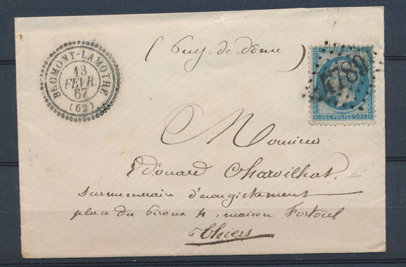 1867 env. N°29 Obl. GC4789 CAD T22 BROMONT-LA-MOTHE PUY DE DOME(62) P2736