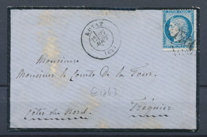 1874 env. N°60 GC1763 ROYAT REMPLACANT DE HATTEN PUY DE DOME(62) RR P2739