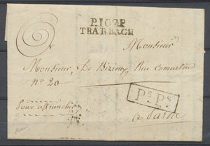 1811 Lettre Département Conquis P102P/TRARBACK +PsPS encadré RARE Superbe P2769