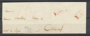 1838 Lettre Chargé rouge + PP rouge rare seuls sans CàD TB P2792