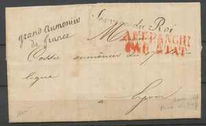 1827 Lettre Franchise Grand Aumonier de France + Service du roi RARE P2899